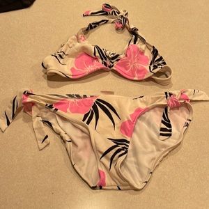 Xhilration pink white black floral bikini Xl bottom large top